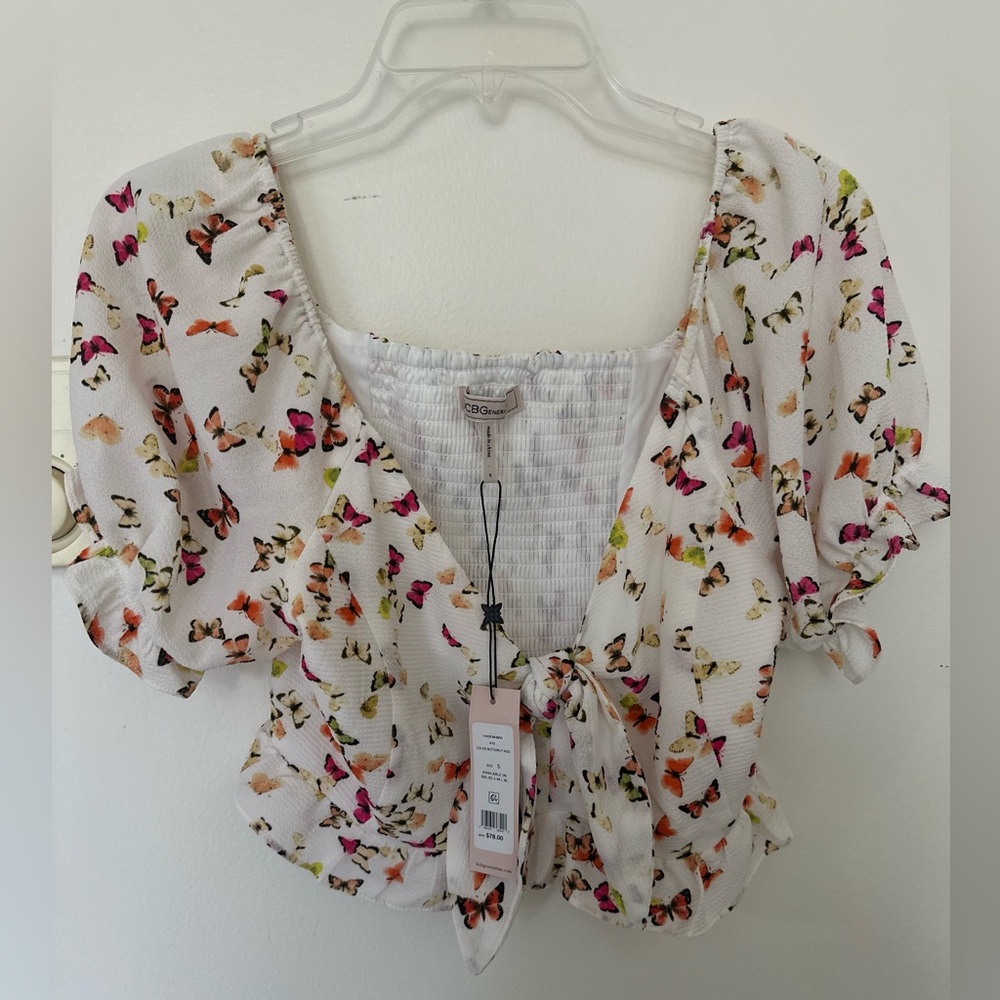 NWT BCBGeneration Print Butterfly Crop Top Size S